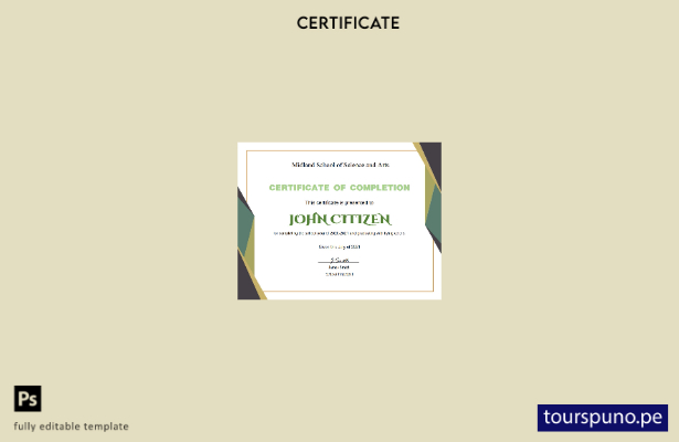 Plantilla de certificado de graduación de EE. UU. lista para imprimir en formato