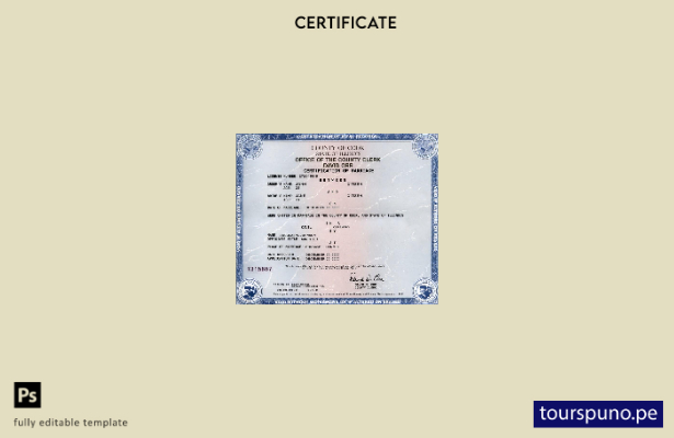 Plantilla de certificado de matrimonio del estado de Illinois lista para imprimi