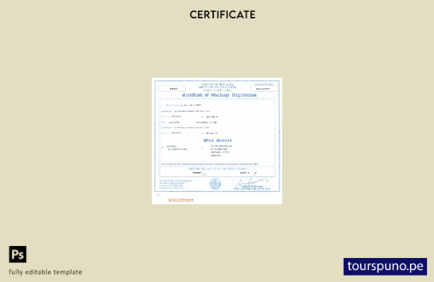 Plantilla de certificado de matrimonio del estado de Nueva York lista para impri
