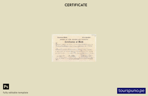 Plantilla de certificado de nacimiento del Departamento de Salud de Nueva York l