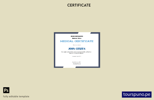 Plantilla de certificado médico de EE. UU. lista para imprimir