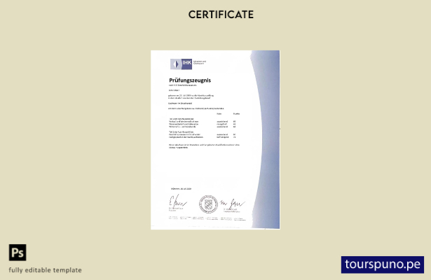 listo para imprimir Certificado de examen IHK Munich de Alemania Plantilla en Wo