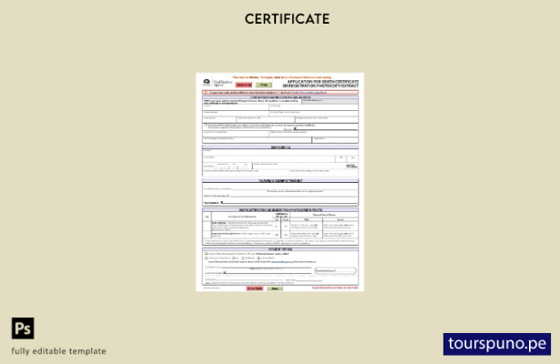 listo para imprimir Plantilla de certificado de defunción de la Agencia de Estad