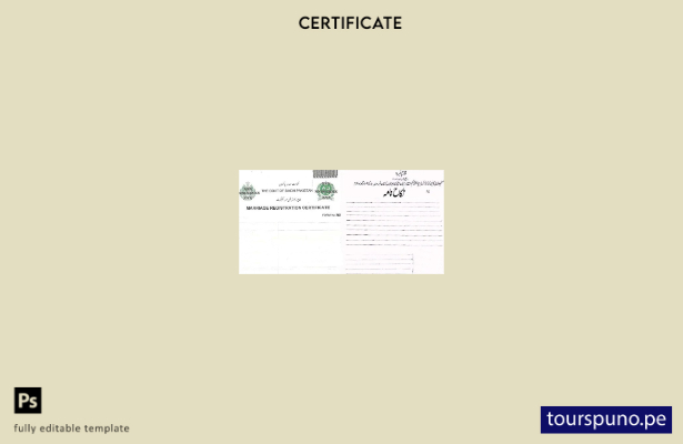 listo para imprimir Plantilla de certificado de matrimonio del Gobierno de Sindh