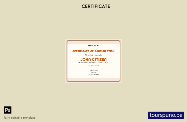 listo para imprimir Plantilla de versión del certificado de participación de EE.