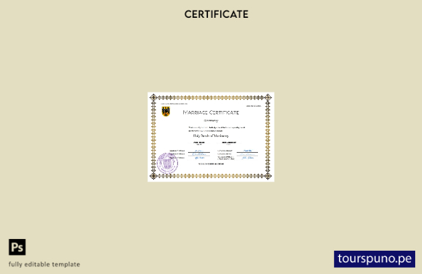 listo para imprimir certificado de matrimonio de Alemania Plantilla en Word y PD