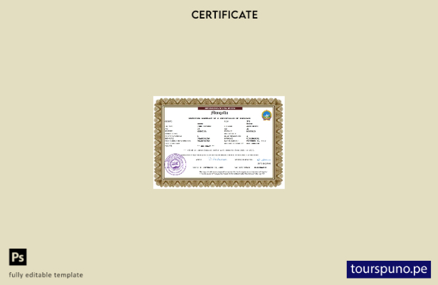 listo para imprimir certificado de matrimonio de Mongolia Plantilla en Word y PD