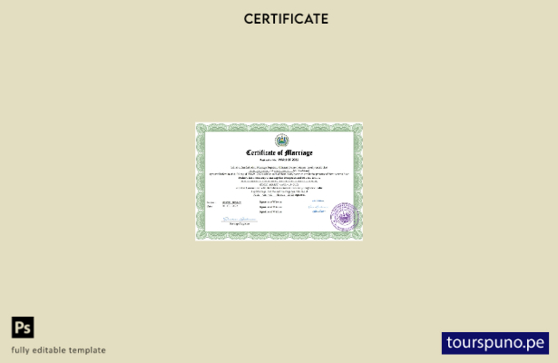 listo para imprimir certificado de matrimonio de Salvador Plantilla Word y PDF