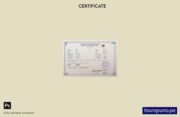 listo para imprimir plantilla PSD de certificado de matrimonio de Argelia