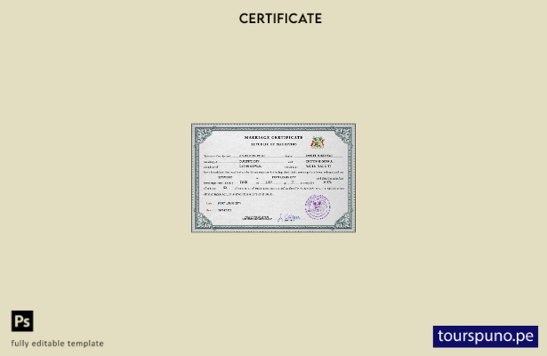listo para imprimir plantilla PSD de certificado de matrimonio de Mauricio