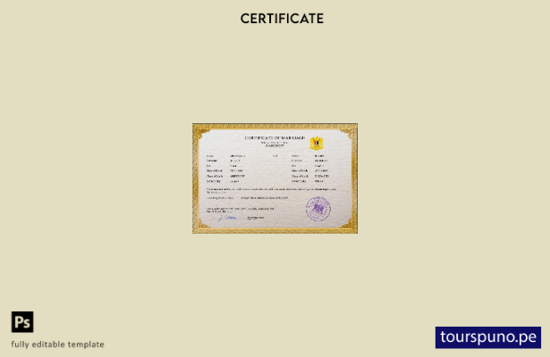 listo para imprimir plantilla PSD de certificado de matrimonio de Siria