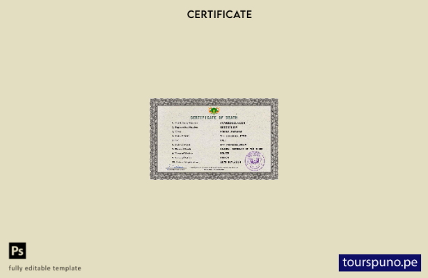 listo para imprimir plantilla PSD del certificado de defunción de Níger