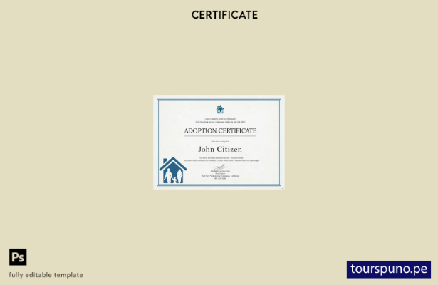 listo para imprimir plantilla de certificado de adopción del orfanato del gran h