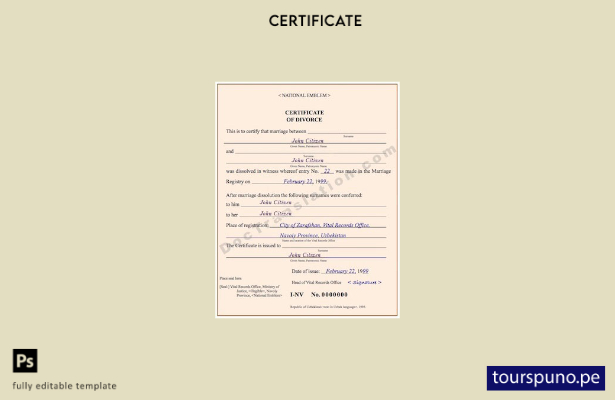 listo para imprimir plantilla de certificado de divorcio de la oficina de regi 2