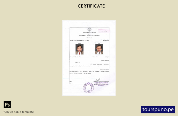 listo para imprimir plantilla de certificado de matrimonio del Gobierno de Tamil