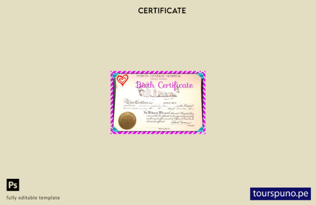 listo para imprimir plantilla de certificado de nacimiento del hospital general