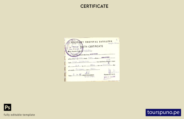 listo para imprimir plantilla de certificado de nacimiento del hospital militar