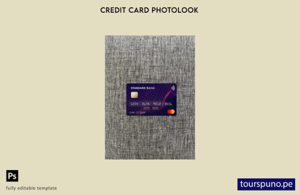 listo para imprimir Plantilla frontal de aspecto fotográfico de Mastercard de An