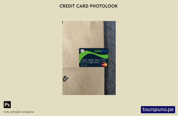 listo para imprimir Plantilla frontal de aspecto fotográfico de Mastercard de Be