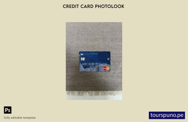 listo para imprimir Plantilla frontal de aspecto fotográfico de Mastercard de Bi