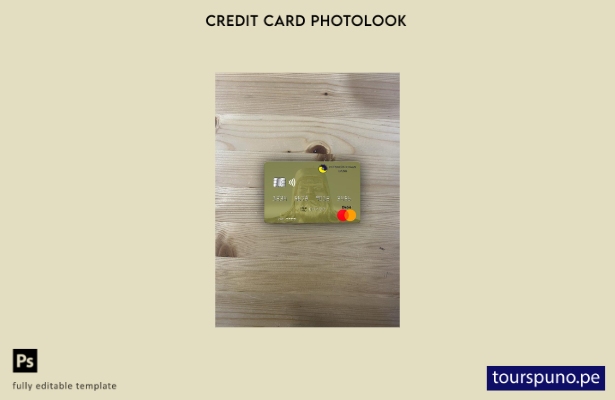 listo para imprimir Plantilla frontal de aspecto fotográfico de Mastercard de 78