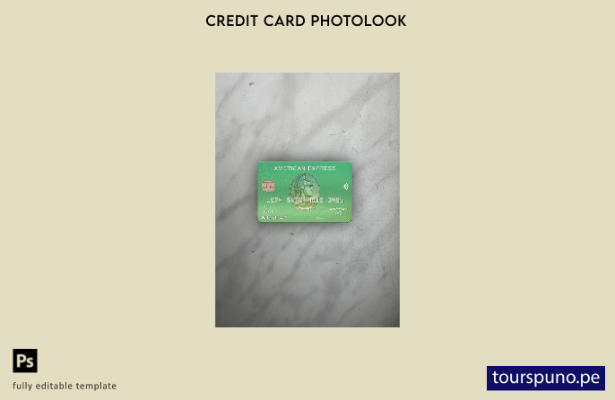 listo para imprimir plantilla frontal de apariencia fotográfica de tarjeta AMEX