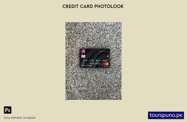 listo para imprimir plantilla frontal de aspecto fotográfico de Mastercard d 114