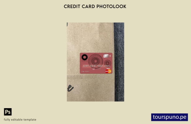 listo para imprimir plantilla frontal de aspecto fotográfico de Mastercard de  4