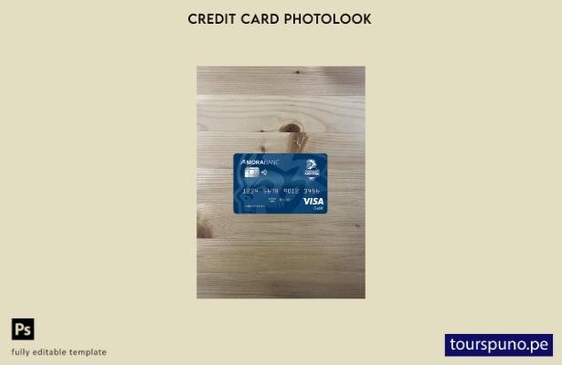 listo para imprimir plantilla frontal de aspecto fotográfico de débito Visa Mora