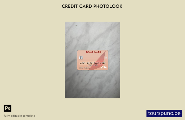 listo para imprimir plantilla frontal de aspecto fotográfico de tarjeta visa  31