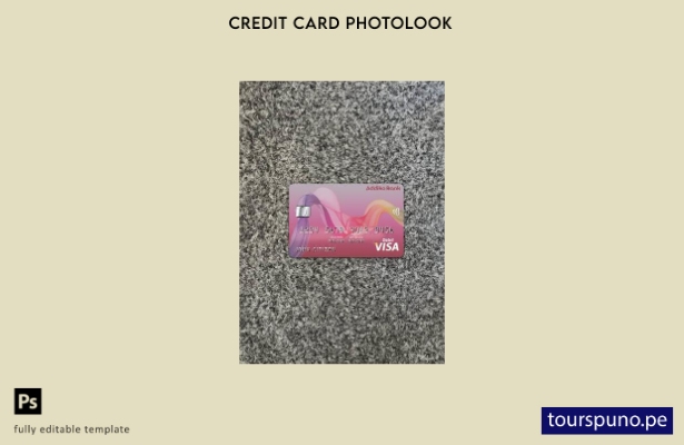 listo para imprimir plantilla frontal de aspecto fotográfico de tarjeta visa  52
