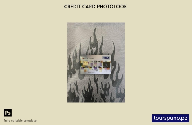 listo para imprimir plantilla frontal de aspecto fotográfico de tarjeta visa  81