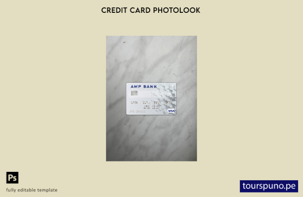 listo para imprimir plantilla frontal de aspecto fotográfico de tarjeta visa AMP