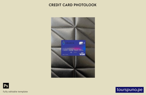 listo para imprimir plantilla frontal de aspecto fotográfico de tarjeta visa Amr