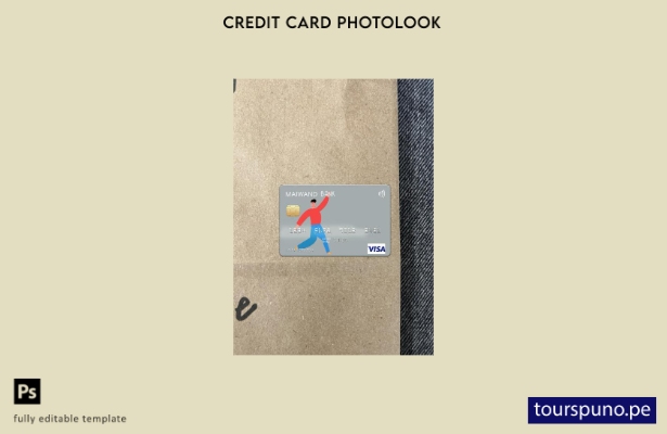 listo para imprimir plantilla frontal de aspecto fotográfico de tarjeta visa de