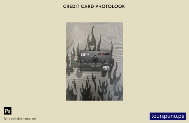 listo para imprimir plantilla frontal de aspecto fotográfico de tarjeta visa pla