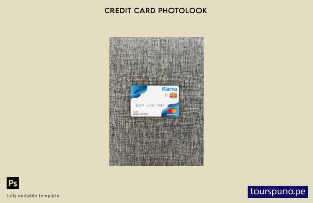 listo para imprimir plantilla frontal de fotolook de mastercard del banco Klarna