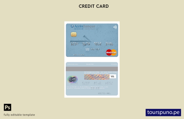 Plantilla Mastercard AccèsBanque de Madagascar lista para imprimir