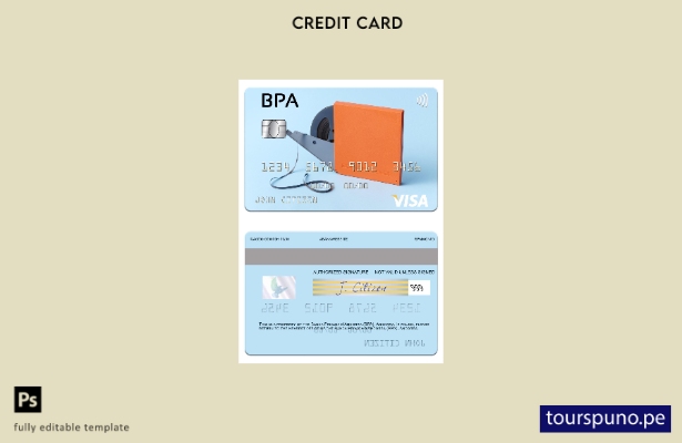 Plantilla de tarjeta visa Andorra Banca Privada d'Andorra (BPA) lista para impri