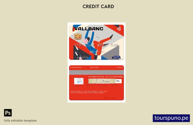 Plantilla de tarjeta visa Andorra Vall Banc lista para imprimir