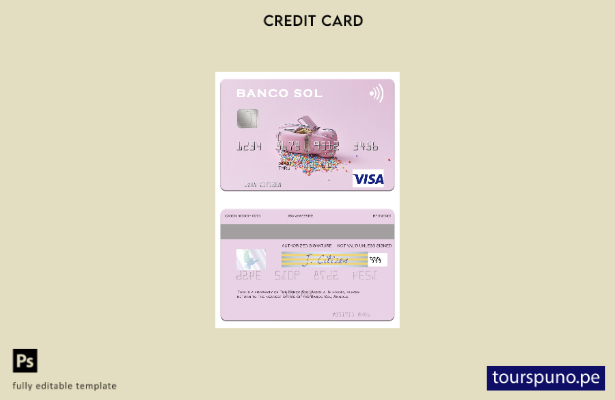 Plantilla de tarjeta visa Angola Banco Sol lista para imprimir