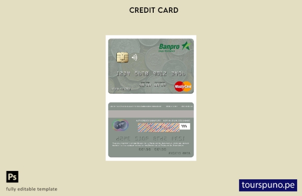 Plantilla mastercard del Banco de la Producción de Nicaragua lista para imprimir