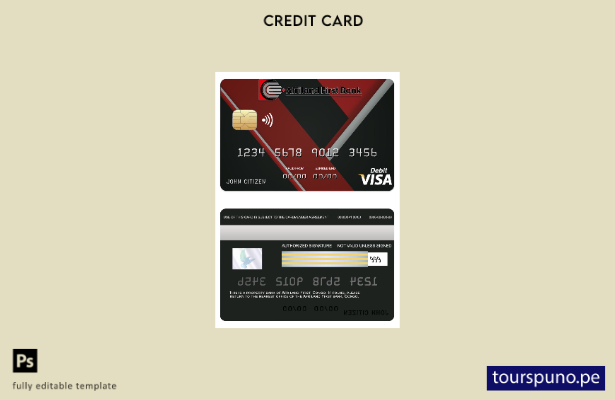 lista para imprimir Plantilla de tarjeta visa del primer banco Congo Afriland