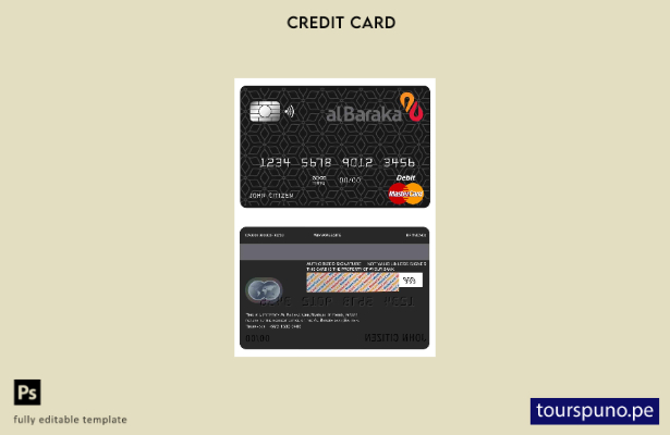lista para imprimir la plantilla de mastercard del banco Bahrain Al Baraka