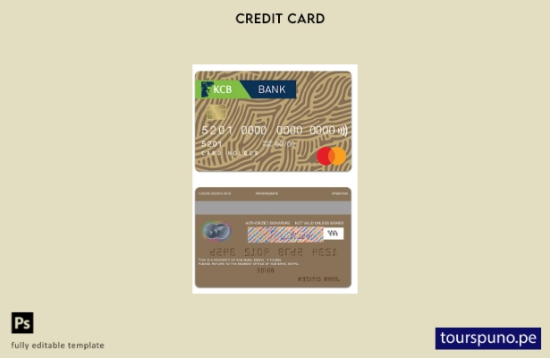 lista para imprimir la plantilla de mastercard dorada de Kenya KCB Bank