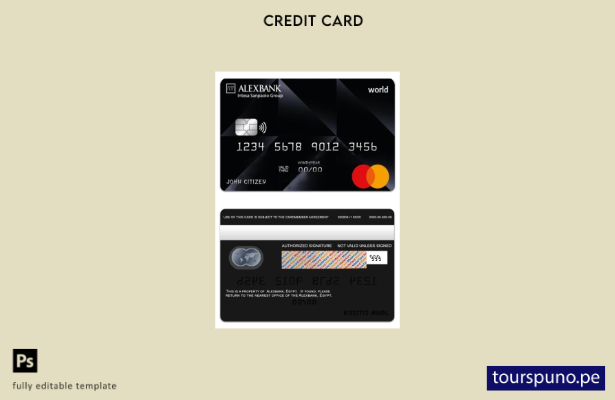 lista para imprimir la plantilla de mastercard mundial de Alexbank de Egipto