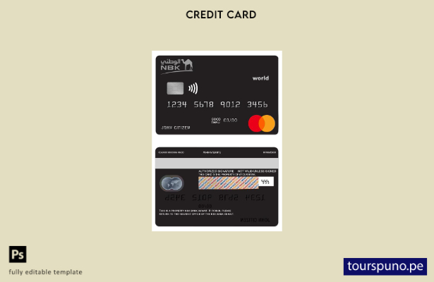 lista para imprimir la plantilla de mastercard mundial del Kuwait NBK Bank