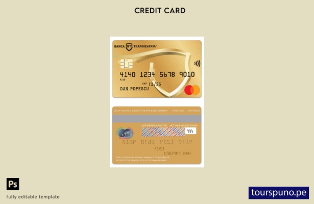 lista para imprimir la plantilla de tarjeta mastercard de débito dorada de Ruman