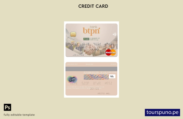 lista para imprimir la plantilla mastercard BTPN del Banco de Indonesia