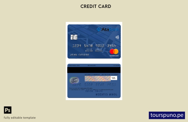 lista para imprimir la plantilla mastercard del banco ATA de Azerbaiyán